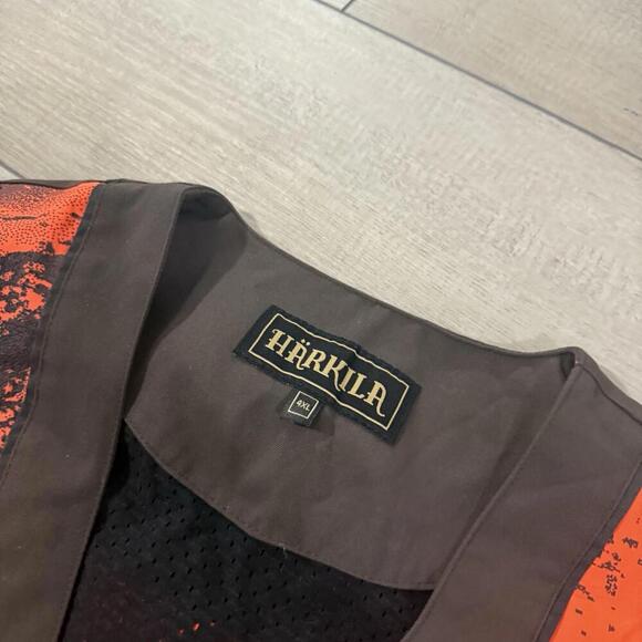Härkila Hunting Shooting Vest Blaze Orange Camo Utility Pockets Men Size 4XL B&T - Picture 3 of 13
